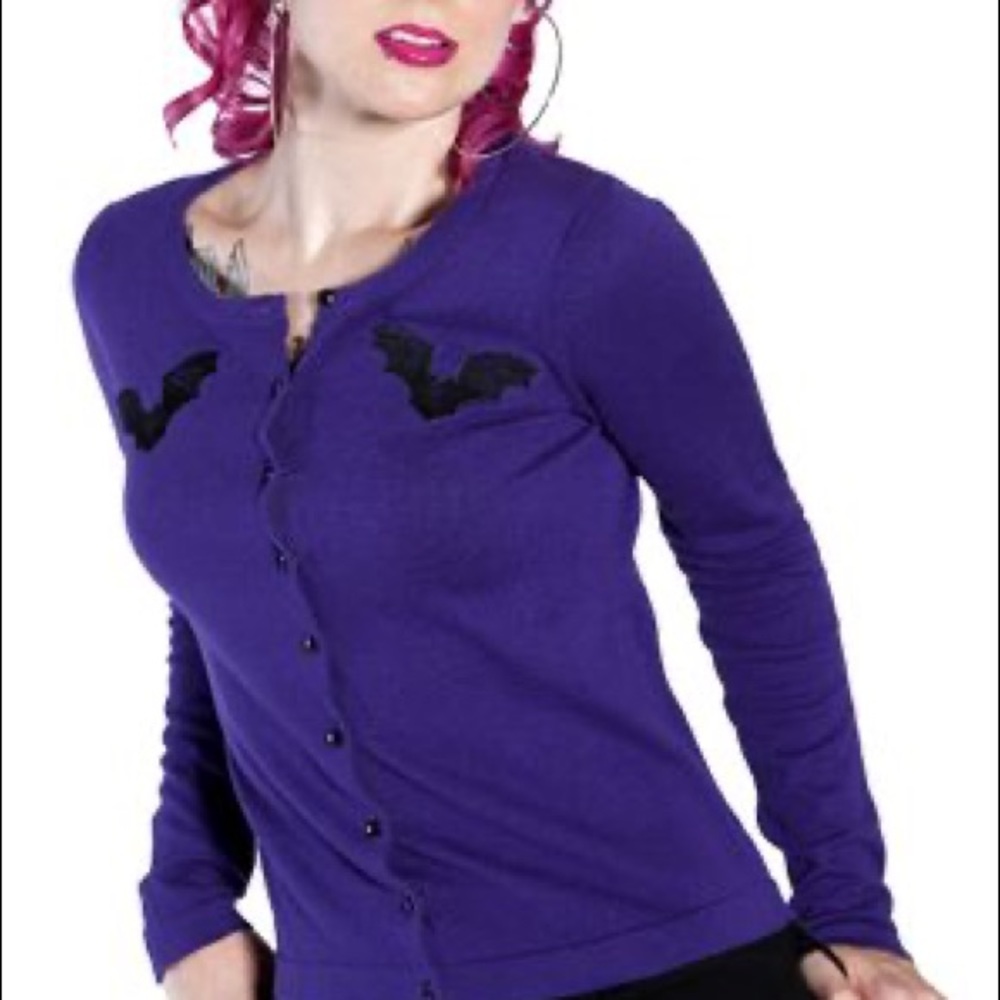 Sourpuss Purple Bat Cardigan (L)